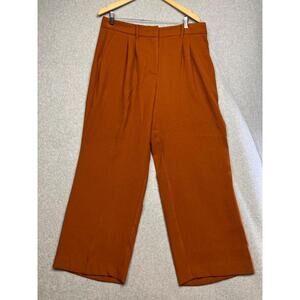 Nine West Wide Leg High Rise Relaxed Womens Peites Sz 16 P Rust Classic Office